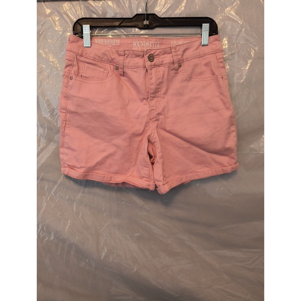 Sound Style Womens 6 Pink Shorts Bobby Boyfriend Stretch Shaping Mid Rise